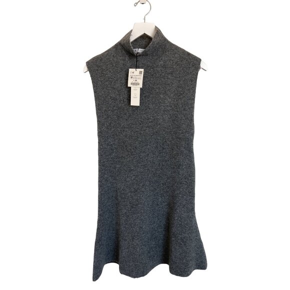 Zara Grey Sleeveless Mock Neck Skater Dress - Picture 3 of 5
